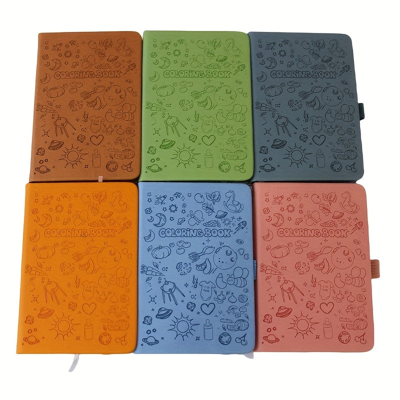 6-Pack Random Colors Cartoon-Themed Hardcover Notebooks with Elastic Closure