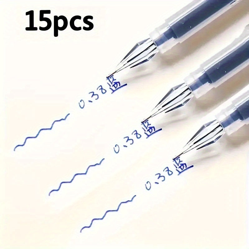 A Pack of 15 Diamond Tip Gel Pens with 0.38Mm Fine Tip, Large Capacity