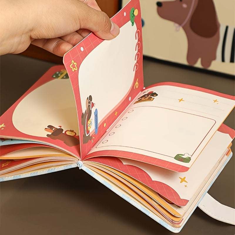 80 Sheets Cute Cartoon Dog Design A6 Notebook with Magnetic Buckle