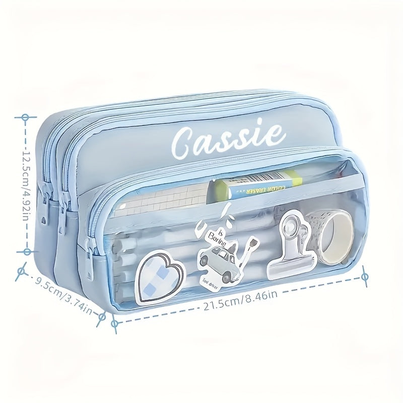 Customizable Large-Capacity Pencil Case - Durable PVC Stationery Bag with Transparent Design
