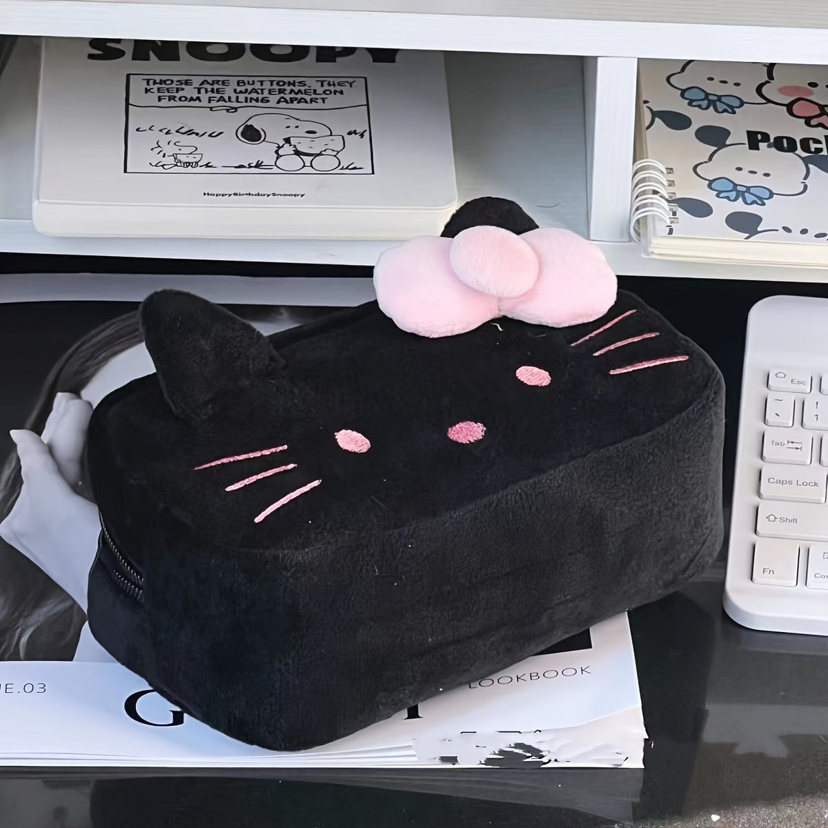 1pc Sanrio Hollow Kitty Compact Portable Pencil Case Stationery Organizer Pen Holder