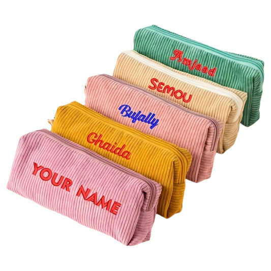 Cute Pencil Case Customizable Corduroy Pencil Case | Multi-Color Soft Textured Fabric