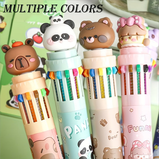 6-Pack Assorted Cute Animal Ballpoint Pens, Quick-Dry Ink