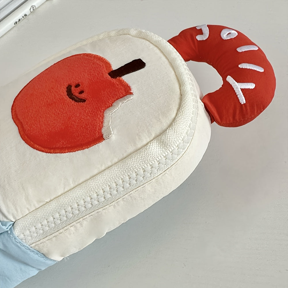 1pc Cute Large Capacity Stationery Organizer with Front Pocket - Soft Fabric School