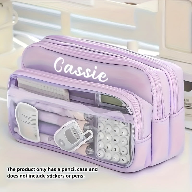 Customizable Large-Capacity Pencil Case - Durable PVC Stationery Bag with Transparent Design