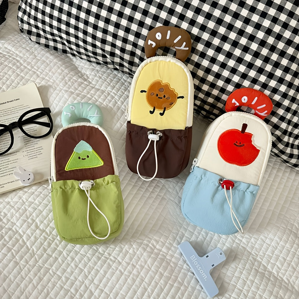 1pc Cute Large Capacity Stationery Organizer with Front Pocket - Soft Fabric School