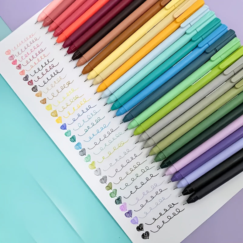 30pcs Set of Colored Ink Gel Pens (6 Boxes Included), Various 0.5Mm Fine Tips