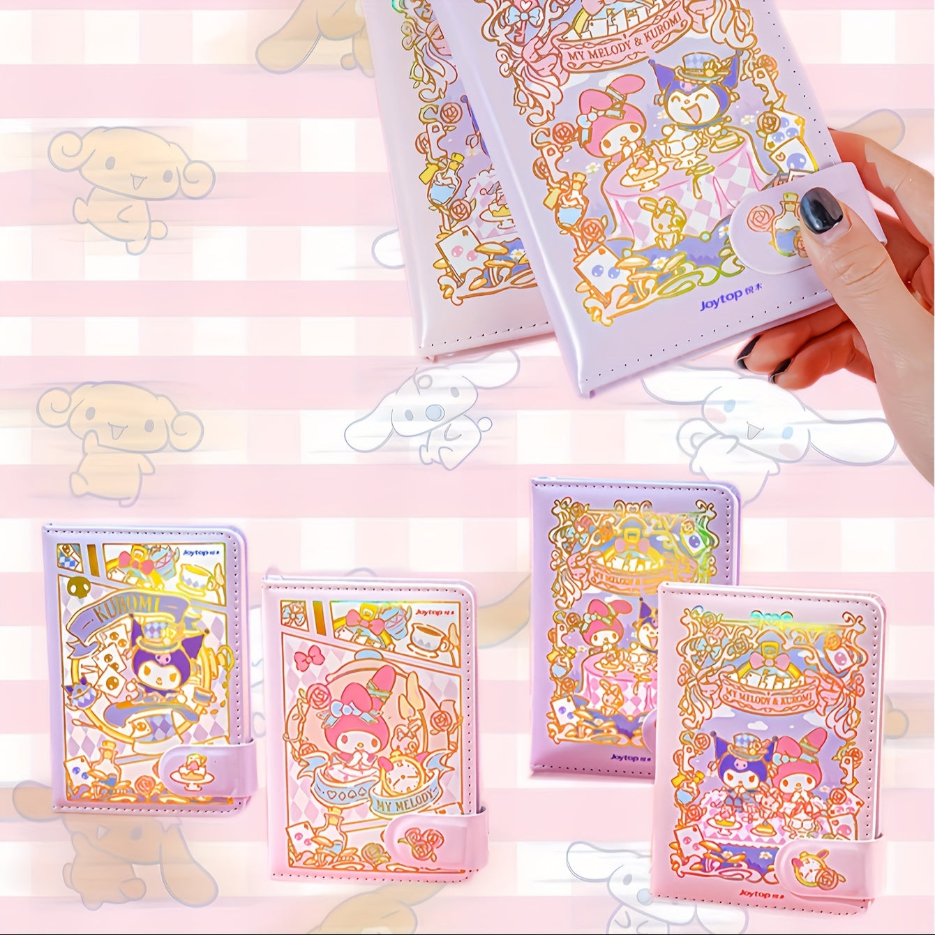 1pc A6 Magnetic Closure Notebook with Cartoon Print - Dreamy Handled Matte Journal