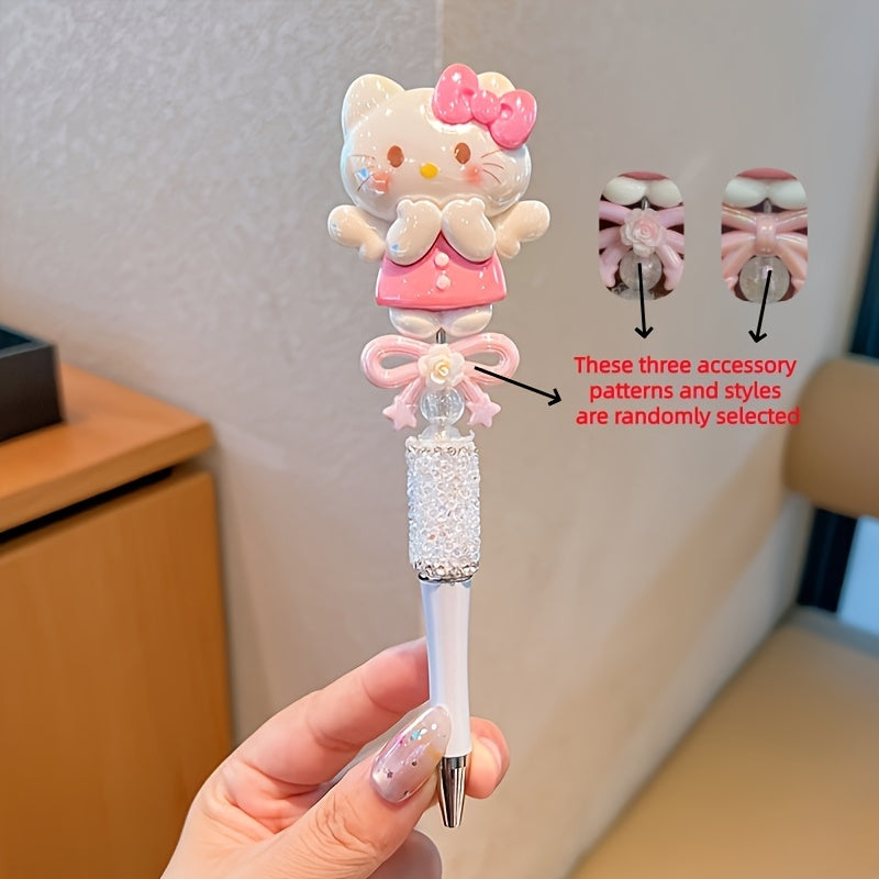 hellokitty for kuromi for my melody Artificial Jade Dog Rotating Telescopic Round Ballpoint Pen