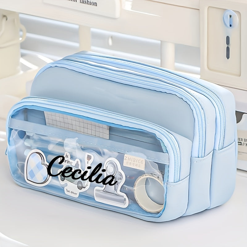 Personalized Light Blue Pen Case with