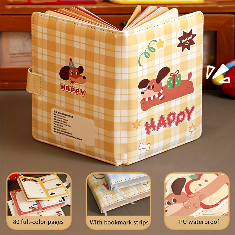 80 Sheets Cute Cartoon Dog Design A6 Notebook with Magnetic Buckle
