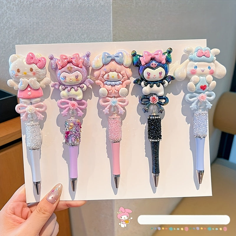 hellokitty for kuromi for my melody Artificial Jade Dog Rotating Telescopic Round Ballpoint Pen