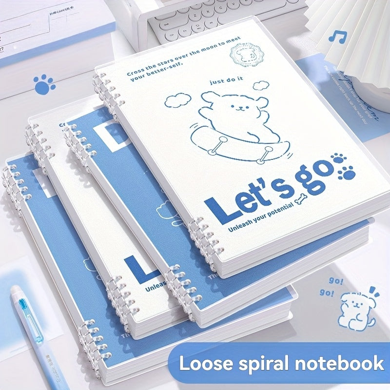 Set of Cartoon Line Puppy Loose-Leaf Notebooks