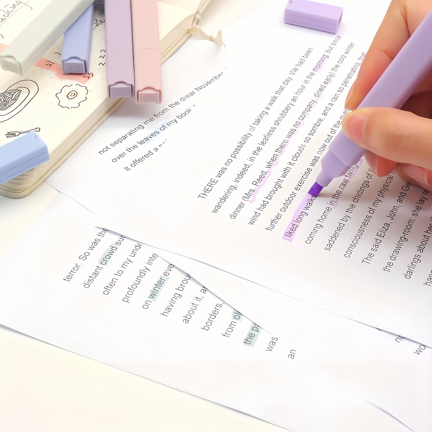 Aesthetics Bible Highlighter Ballpoint Pen Set, No Ink Bleed