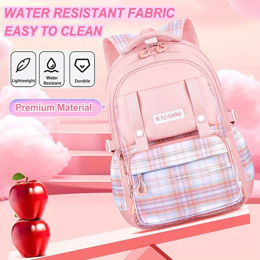 6pcs Japanese Kawaii Backpack Set with Plaid Laptop Bag