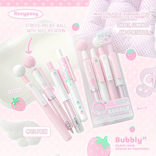4pcs, Cute Short Cs-Nib Rotating Ball Stress-Relief Ballpoint Pen Set