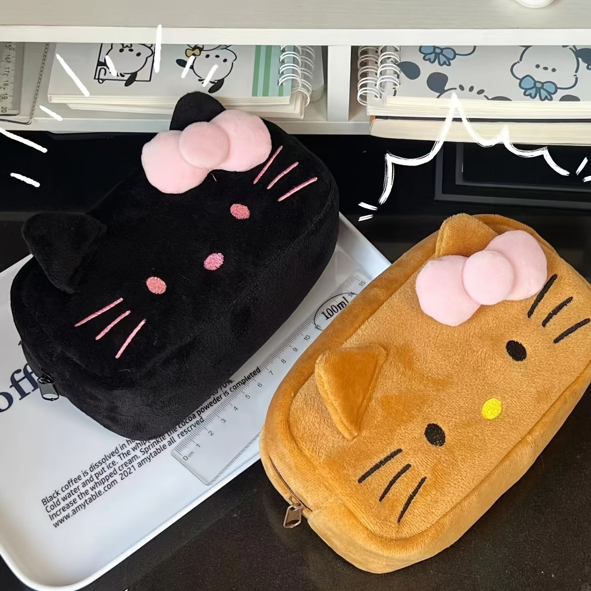 1pc Sanrio Hollow Kitty Compact Portable Pencil Case Stationery Organizer Pen Holder