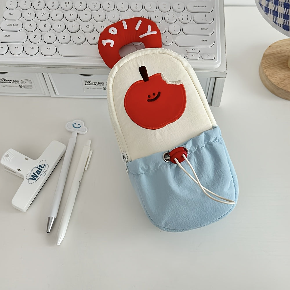 1pc Cute Large Capacity Stationery Organizer with Front Pocket - Soft Fabric School