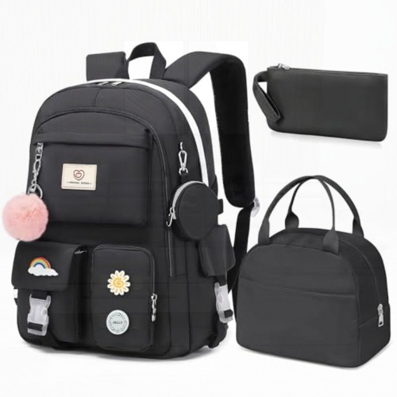 Cute Pink Glass Backpack for Girls - Large Capacity Multifunctional School Bag with Multiple Compartments