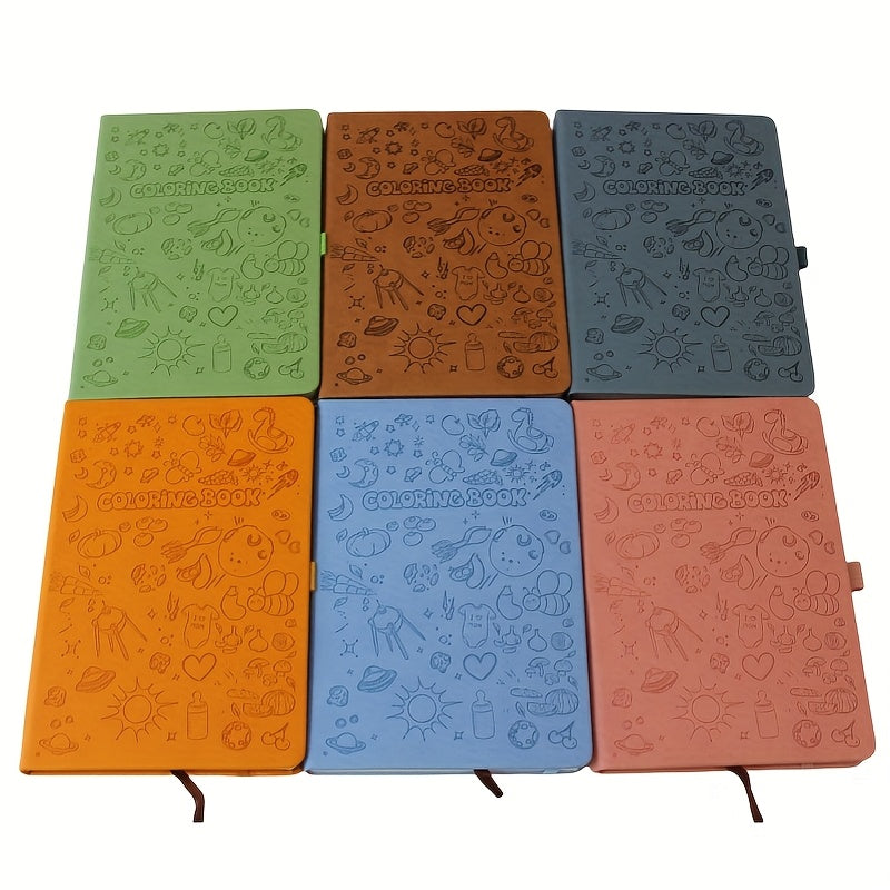 6-Pack Random Colors Cartoon-Themed Hardcover Notebooks with Elastic Closure
