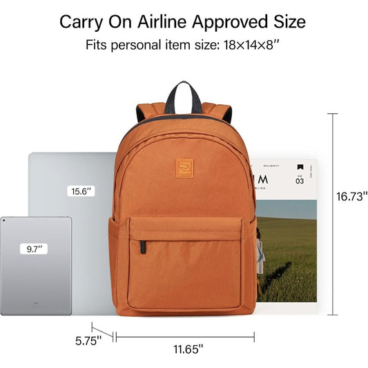Hanke Travel Backpack for Women Men Small College Laptop Backpack Lightweight WaterResistant Work Bookbag Cute Casual Daypack for 15.6 Inch Laptop Reddish Brown