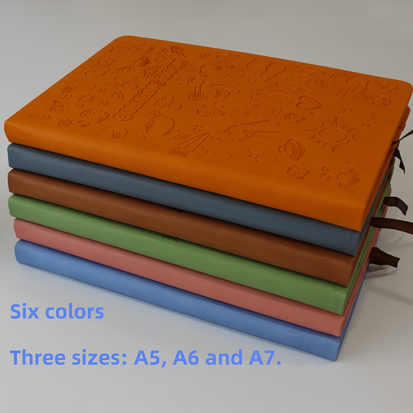 6-Pack Random Colors Cartoon-Themed Hardcover Notebooks with Elastic Closure