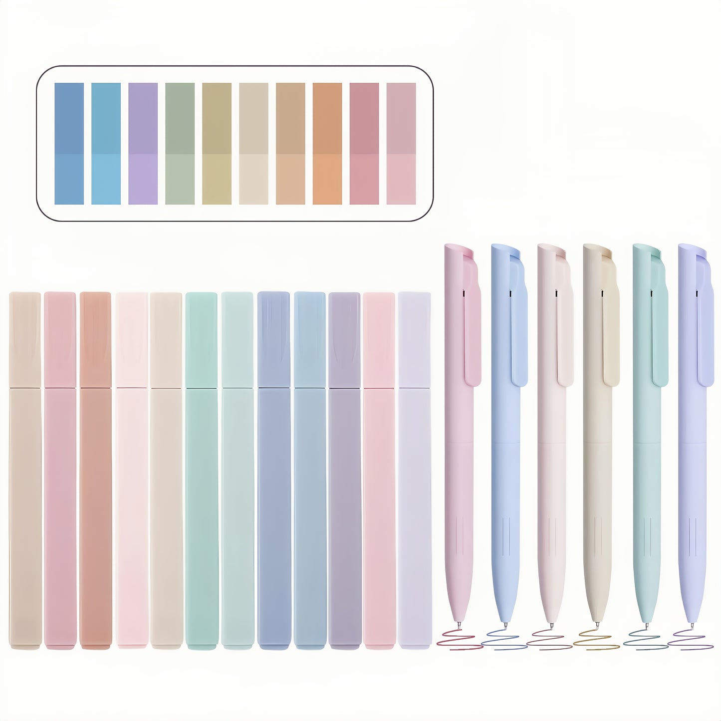 Aesthetics Bible Highlighter Ballpoint Pen Set, No Ink Bleed