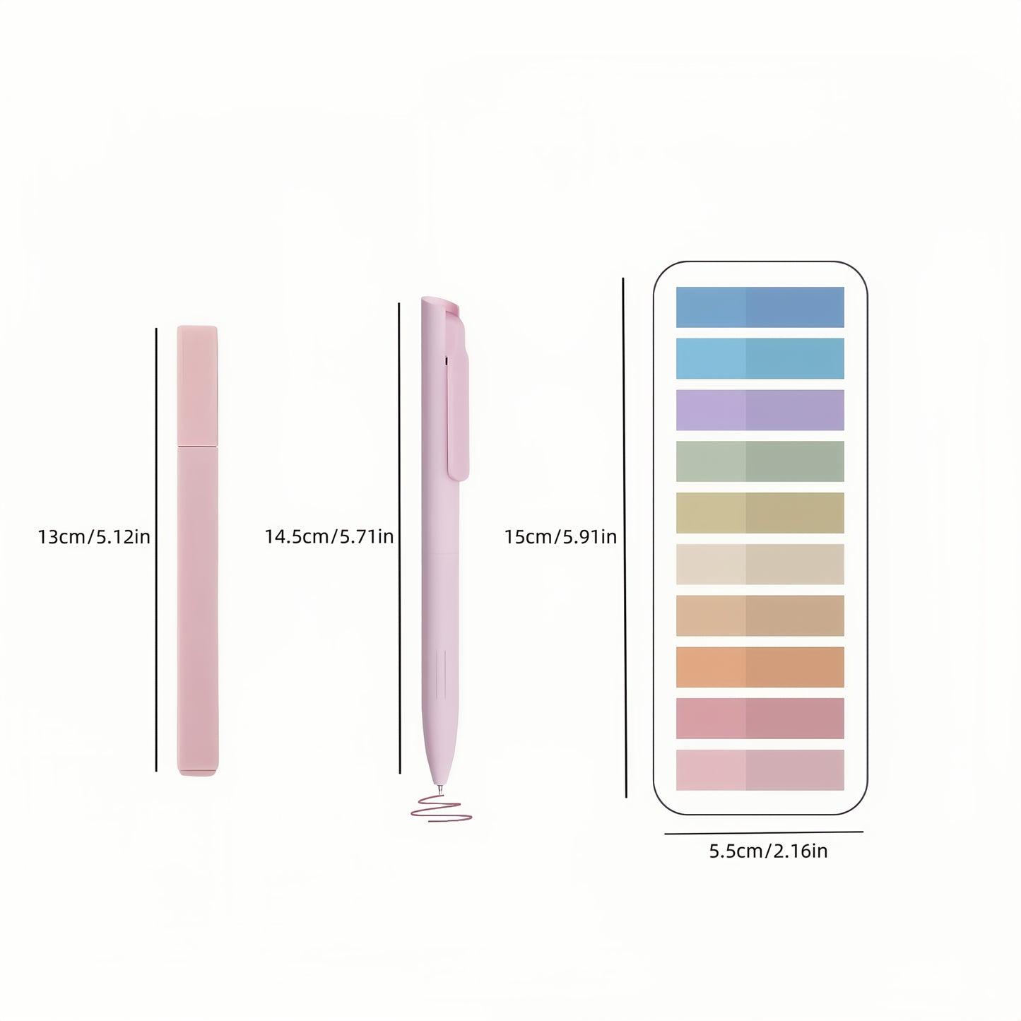 Aesthetics Bible Highlighter Ballpoint Pen Set, No Ink Bleed