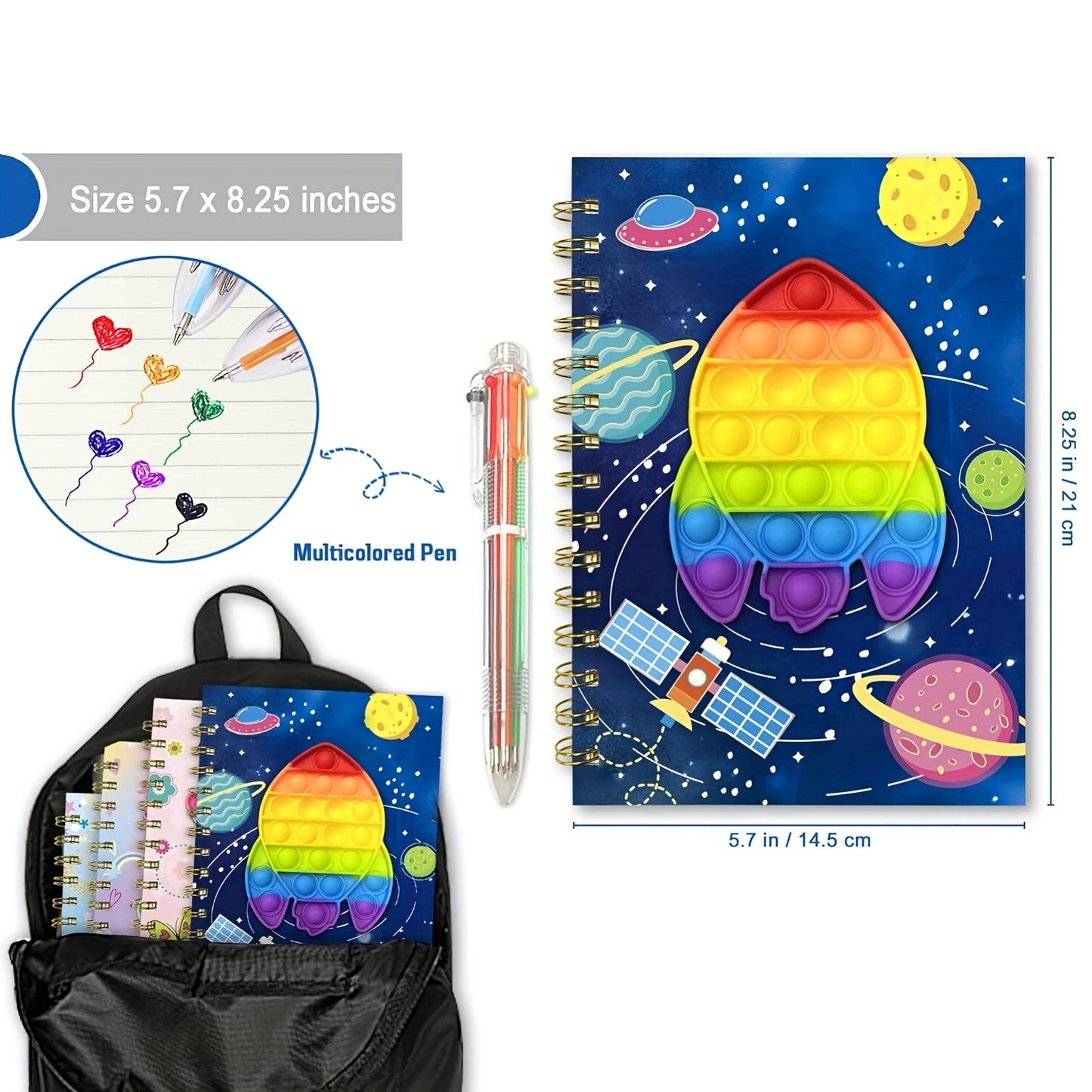 2pcs Unzipped Notebook Set, One 8.5X5.3-Inch Notebook with 80 Sheets And 160 Pages