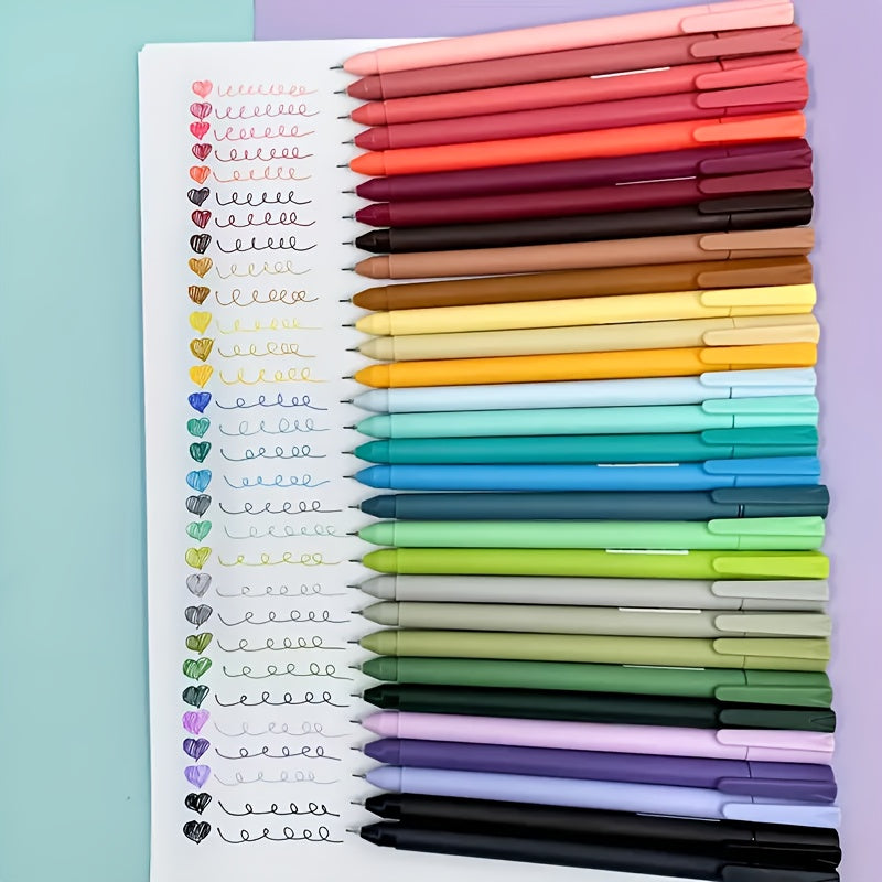 30pcs Set of Colored Ink Gel Pens (6 Boxes Included), Various 0.5Mm Fine Tips