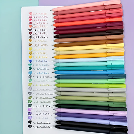 30pcs Set of Colored Ink Gel Pens (6 Boxes Included), Various 0.5Mm Fine Tips