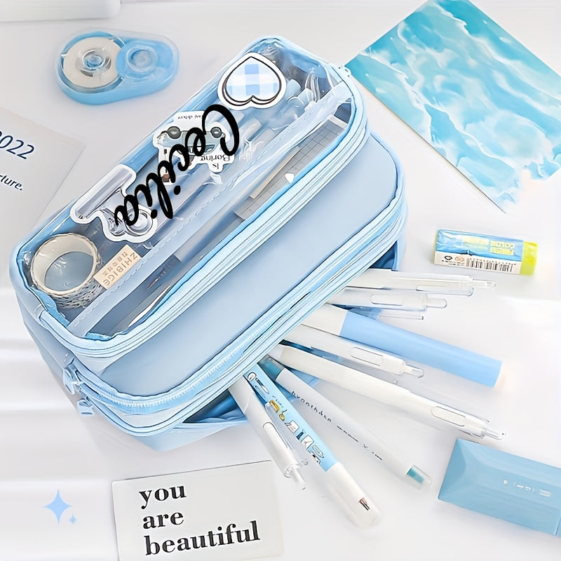 Personalized Light Blue Pen Case with