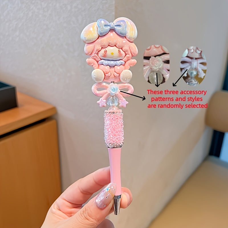 hellokitty for kuromi for my melody Artificial Jade Dog Rotating Telescopic Round Ballpoint Pen