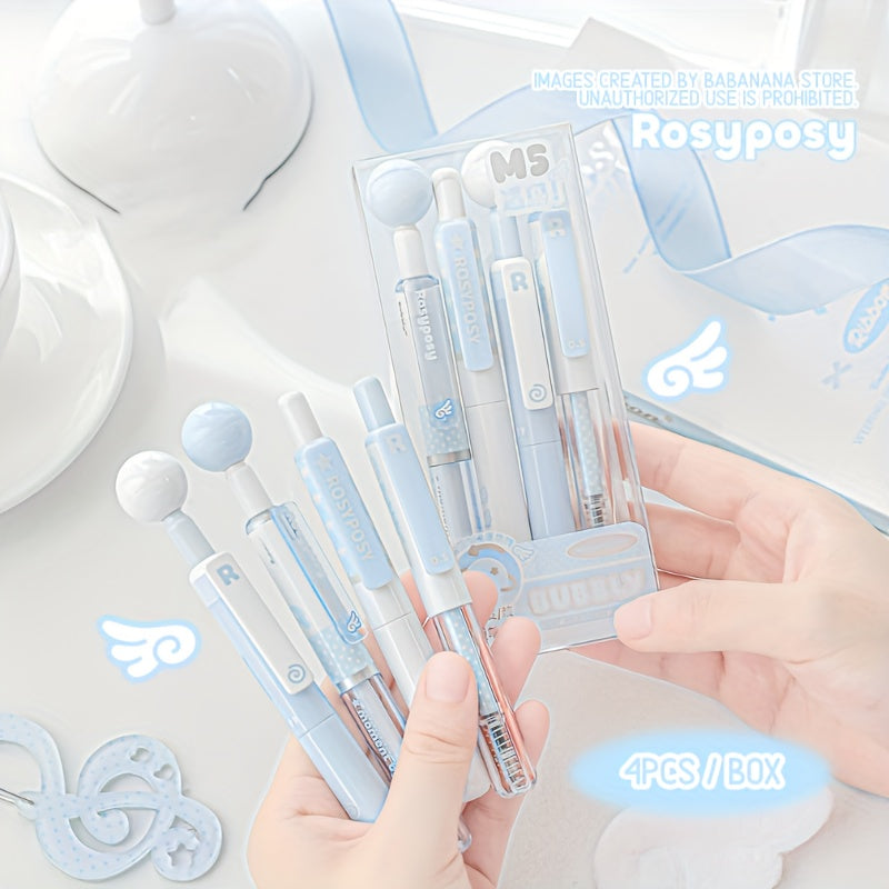 4pcs, Cute Short Cs-Nib Rotating Ball Stress-Relief Ballpoint Pen Set
