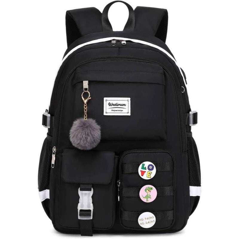 Women Casual Backpack Set School Bookbag Set Cute Laptop Ruaksack Black