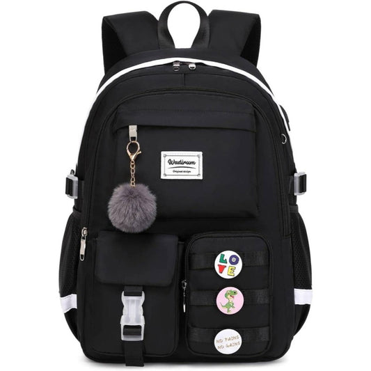 Women Casual Backpack Set School Bookbag Set Cute Laptop Ruaksack Black