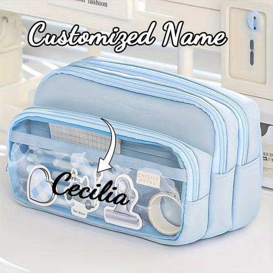 Personalized Light Blue Pen Case with