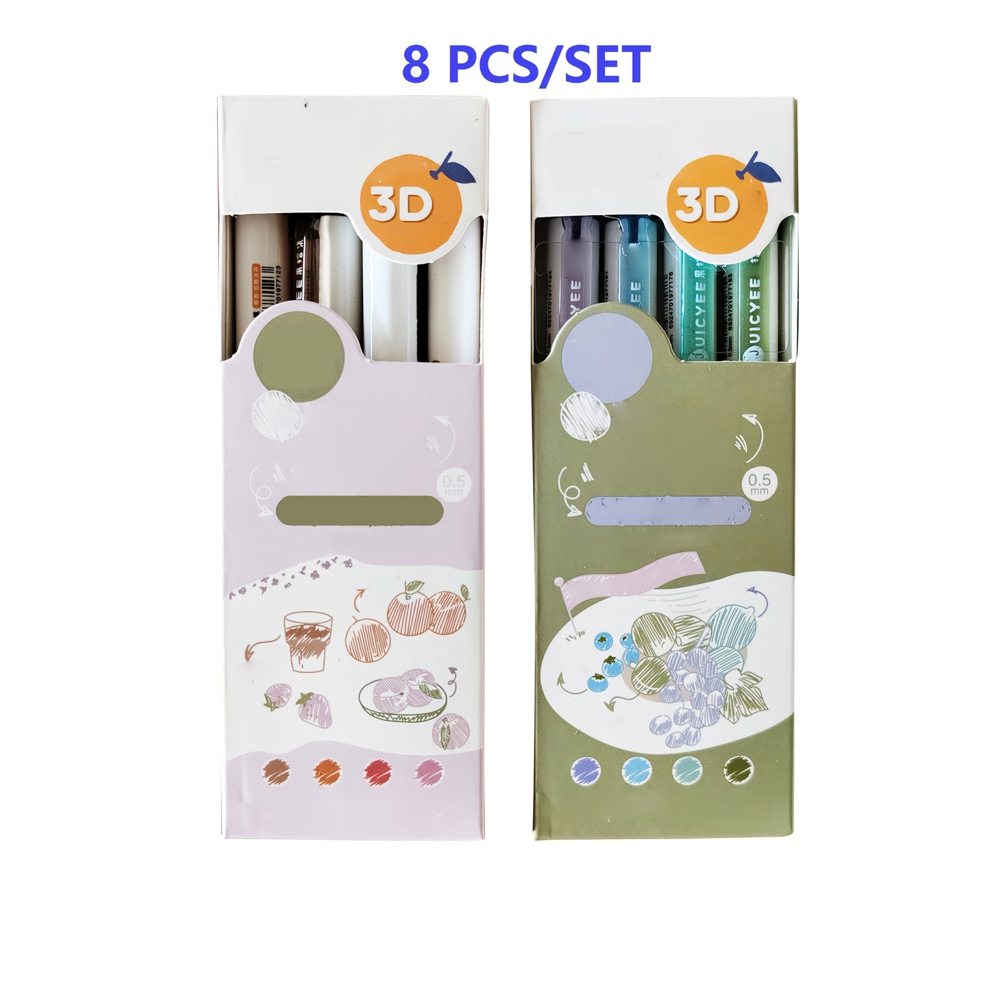 8pcs Colors Gel Pen Set, Plastic Quick-Drying 0.5mm Medium Point Super Soft Grip for Diary