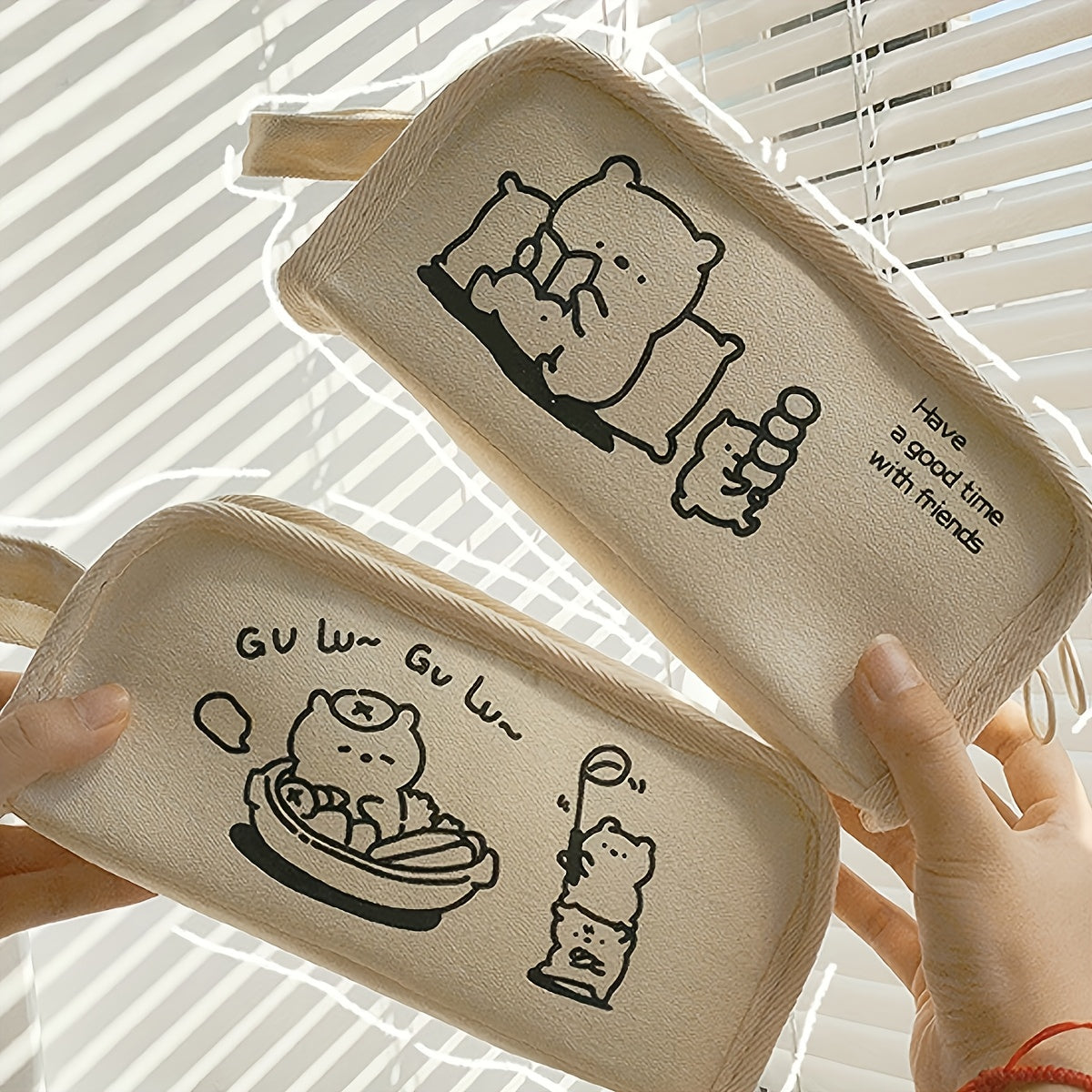 Stylish Large Capacity Canvas Pencil Case - Zippered Multi-Layer Pencil Box