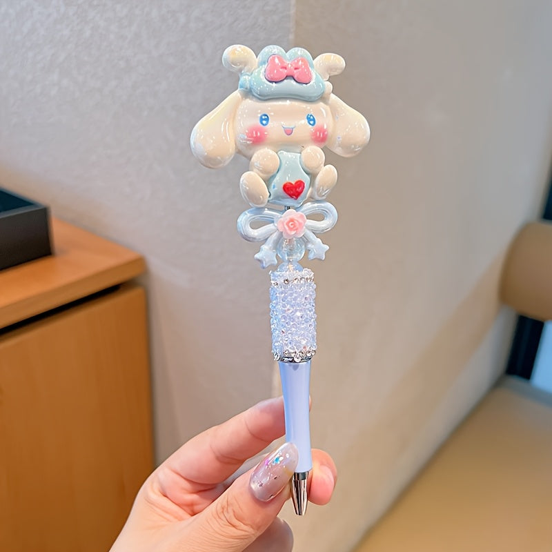 hellokitty for kuromi for my melody Artificial Jade Dog Rotating Telescopic Round Ballpoint Pen