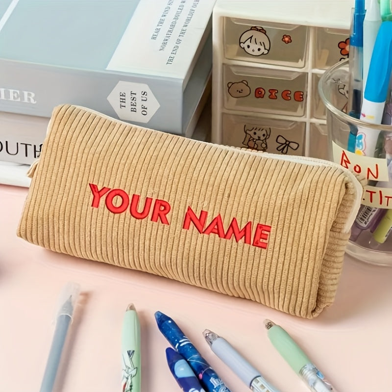 Cute Pencil Case Customizable Corduroy Pencil Case | Multi-Color Soft Textured Fabric