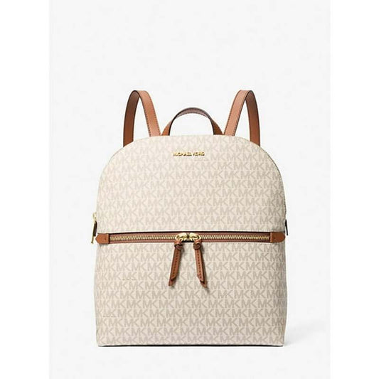 MICHAEL KORS Dallas Medium Signature Logo Backpack-Vanilla