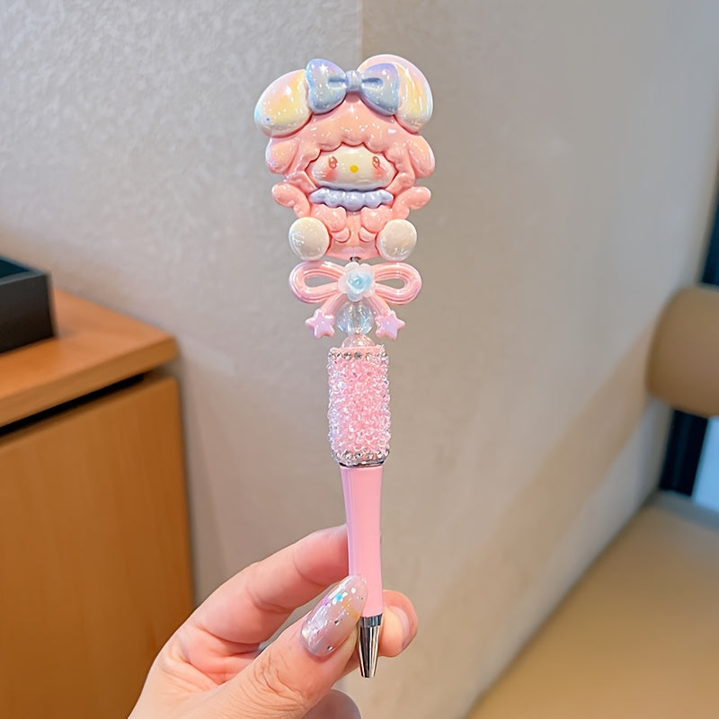 hellokitty for kuromi for my melody Artificial Jade Dog Rotating Telescopic Round Ballpoint Pen