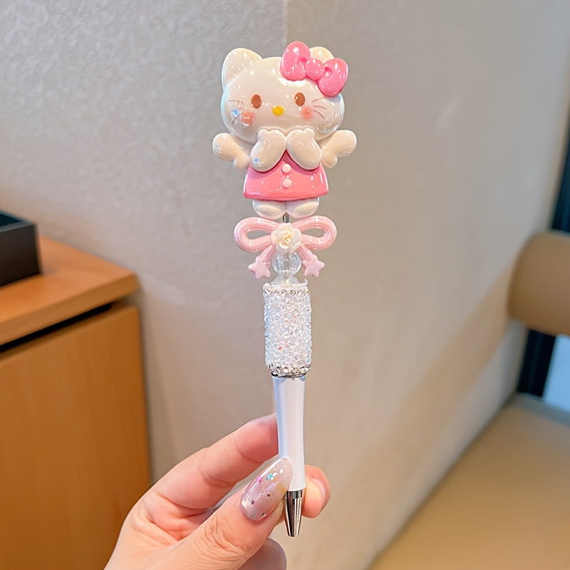 hellokitty for kuromi for my melody Artificial Jade Dog Rotating Telescopic Round Ballpoint Pen