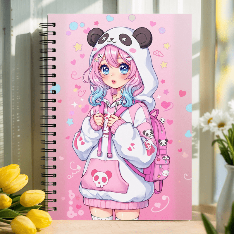 Girl Spiral Notebook - 5.7x8.3in, High-Quality College Ruled Paper