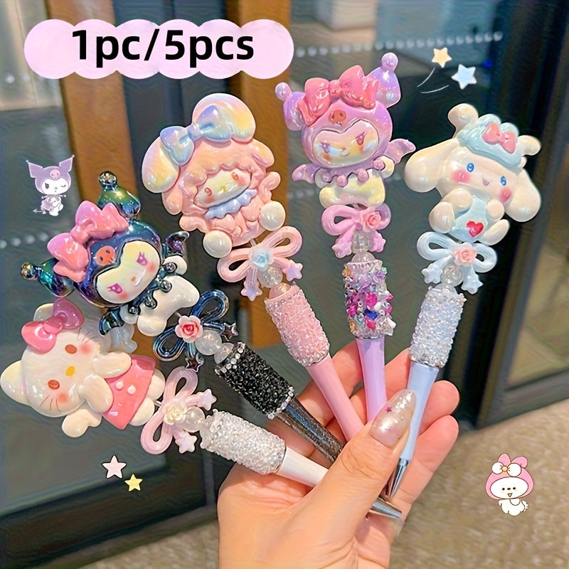 hellokitty for kuromi for my melody Artificial Jade Dog Rotating Telescopic Round Ballpoint Pen