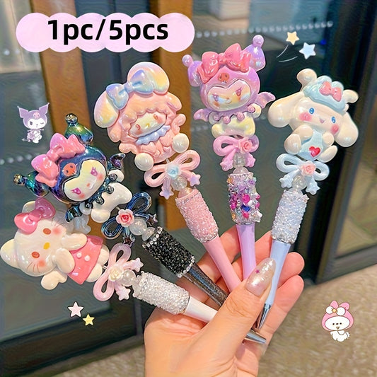 hellokitty for kuromi for my melody Artificial Jade Dog Rotating Telescopic Round Ballpoint Pen